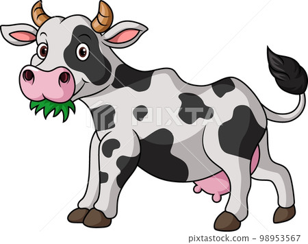 Cute cow cartoon eat grass Cute cow cartoon eat grass 98953567