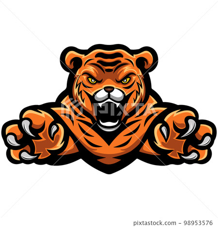 Angry leaping tiger mascot character 98953576