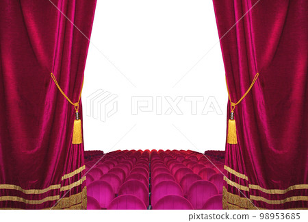Red velvet cinema and theater curtains, concept of show Red velvet cinema and theater curtains, concept of show 98953685