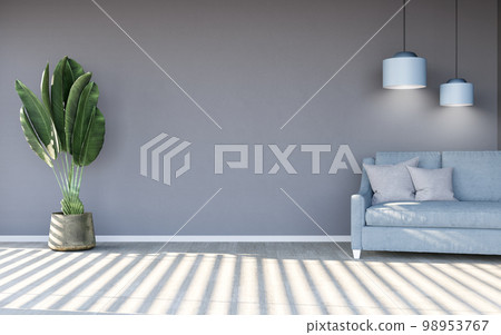 Minimal bright living room with sofa and plant 98953767