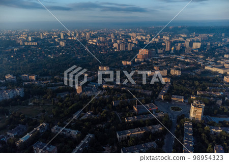Aerial morning above Kharkiv city streets view Aerial morning above Kharkiv city streets view 98954323