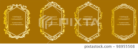 Commendation certificate, orient pattern, arabesque pattern, damask pattern decorative rule vintage frame set, emblem Commendation certificate, orient pattern, arabesque pattern, damask pattern decorative rule vintage frame set, emblem 98955508