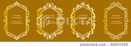 Commendation certificate, orient pattern, arabesque pattern, damask pattern decorative rule vintage frame set, emblem Commendation certificate, orient pattern, arabesque pattern, damask pattern decorative rule vintage frame set, emblem 98955509