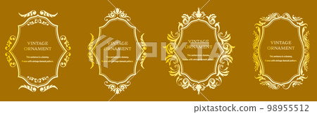 Commendation certificate, orient pattern, arabesque pattern, damask pattern decorative rule vintage frame set, emblem Commendation certificate, orient pattern, arabesque pattern, damask pattern decorative rule vintage frame set, emblem 98955512