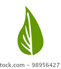 Green natural leaf drawing, vector 98956427