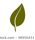 Green natural leaf drawing, vector 98956431