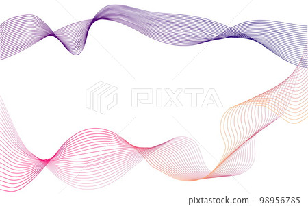 Abstract wave element for design. Digital frequency track equalizer. Stylized line art background. Colorful shiny wave with lines created using blend tool. Curved wavy line, smooth stripe.Vector.White Abstract wave element for design. Digital frequency track equalizer. Stylized line art background. Colorful shiny wave with lines created using blend tool. Curved wavy line, smooth stripe.Vector.White 98956785