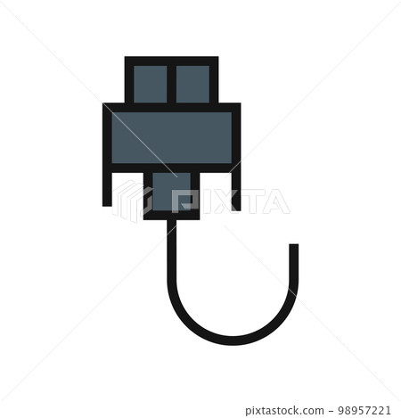 VGA Cable line icon isolated on white background. Black flat thin icon on modern outline style. Linear symbol and editable stroke. Simple and pixel perfect stroke vector illustration. 98957221