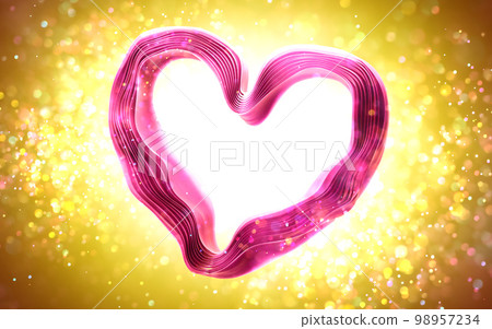 Ribbons in shape of Heart with drapery layers and folded textile ruffle. Ribbons in shape of Heart with drapery layers and folded textile ruffle. 98957234