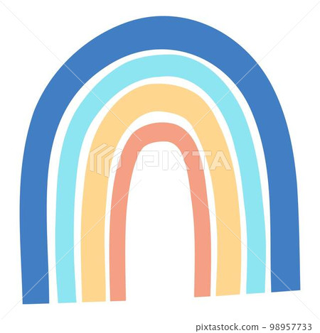 Cute colorful rainbow. Childish flat vector illustration collection. Weather forecast, meteorology. Rainy, cloud, sunny isolated on white background. T shirt print design element 98957733