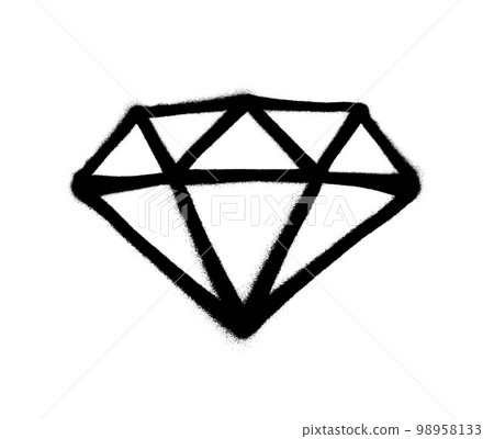 Sprayed diamond with overspray in black over white. Vector illustration. 98958133