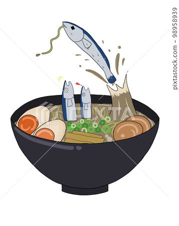 Eating ramen with soup stock (boiled sardines) (deformed, happy) Eating ramen with soup stock (boiled sardines) (deformed, happy) 98958939
