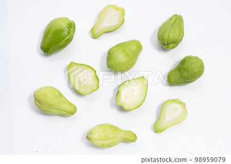Fresh chayote fruit on white background. 98959079