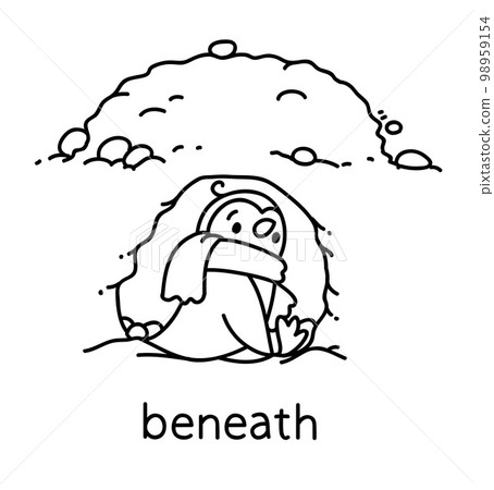 Preposition of place Penguin beneath the snowdrift Preposition of place Penguin beneath the snowdrift 98959154
