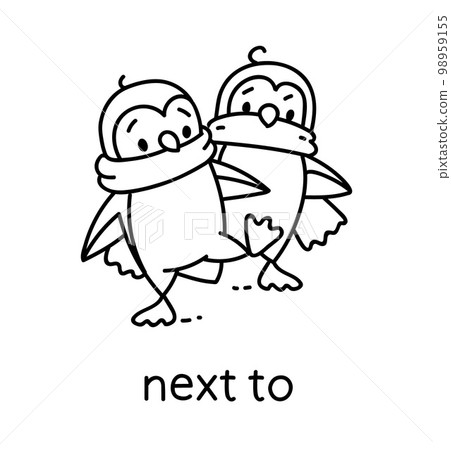 Preposition of place. Penguin next to another one 98959155