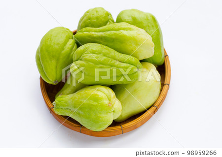 Fresh chayote fruit on white background. 98959266