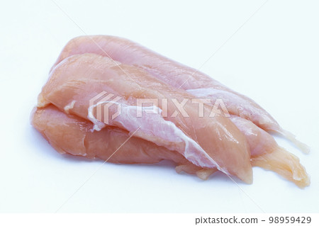 Raw chicken tenders on white background. 98959429
