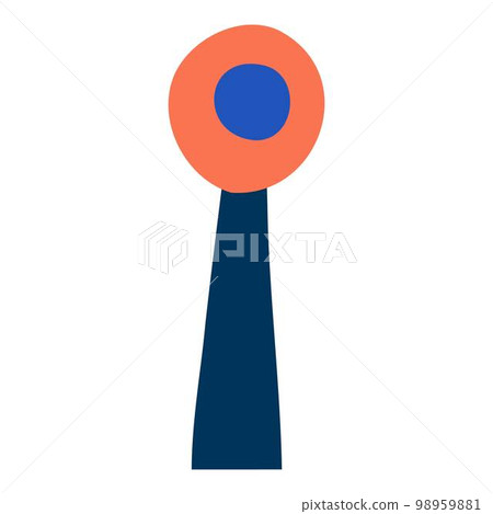 Abstract floral doodle element. Contemporary stylish flower, leave, cone. Flat vector cartoon illustration isolated on white background 98959881