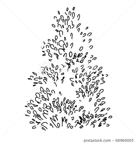 Plant bush forest icon outline, hand drawn vector. Garden drawing 98960005