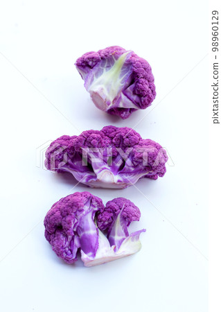 Purple cauliflower on white background. 98960129