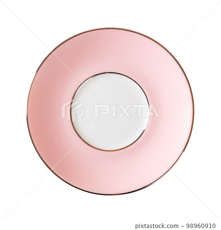 Empty pink porcelain saucer cutout. Empty pink porcelain saucer cutout. 98960910