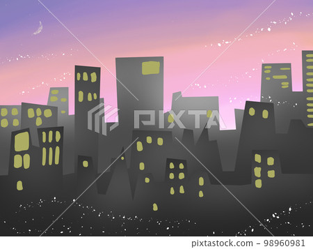 Landscape illustration city night evening Landscape illustration city night evening 98960981