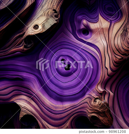 Violet Burl wood surface abstract background. Decorative timber panel closeup, detailed wooden texture. Natural material dyed Violet wood abstract pattern. Violet Burl wood surface abstract background. Decorative timber panel closeup, detailed wooden texture. Natural material dyed Violet wood abstract pattern. 98961208