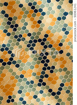 Colorful vintage tile surface abstract background. Decorative ceramic texture closeup, detailed interior mosaic. Natural material colorful vintage tile pattern. 98961241