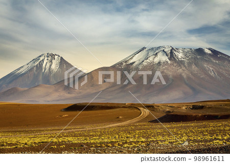Licancabur and dramatic volcanic landscape at Sunset, Atacama Desert, Chile Licancabur and dramatic volcanic landscape at Sunset, Atacama Desert, Chile 98961611