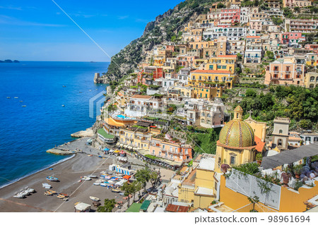 Above Positano city cliffs and marina with boats and yacht, amalfi coast, Italy Above Positano city cliffs and marina with boats and yacht, amalfi coast, Italy 98961694