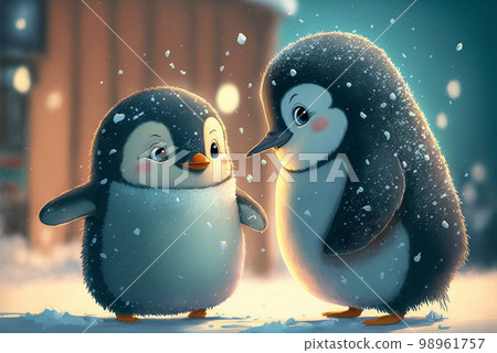 Cute cartoon style penguins AI generative Cute cartoon style penguins AI generative 98961757