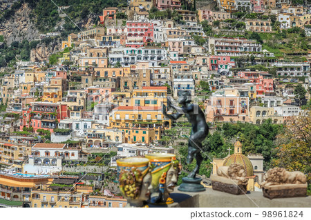 Above Positano city cliffs and marina with boats and yacht, amalfi coast, Italy Above Positano city cliffs and marina with boats and yacht, amalfi coast, Italy 98961824
