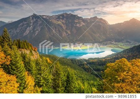 Achensee lake from above Tyrol Karwendel alps at autumn near Innsbruck, Austria Achensee lake from above Tyrol Karwendel alps at autumn near Innsbruck, Austria 98961855