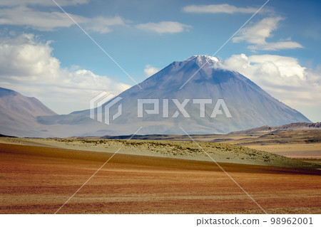 Licancabur and dramatic volcanic landscape at Sunset, Atacama Desert, Chile 98962001