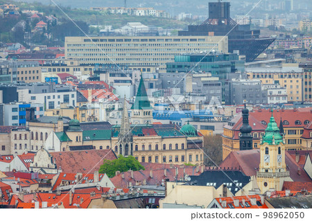 Old Town and modern soviet Bratislava buildings from above, Slovakia 98962050