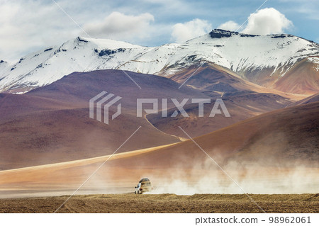 Volcanic landscape in Bolivia altiplano near Chilean atacama border, South America 98962061
