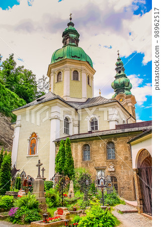 Salzburg medieval old town towers and domes at autumn, Salzburger land, Austria 98962517