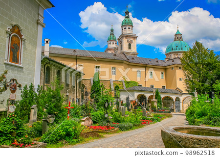 Salzburg medieval old town towers and domes at autumn, Salzburger land, Austria 98962518