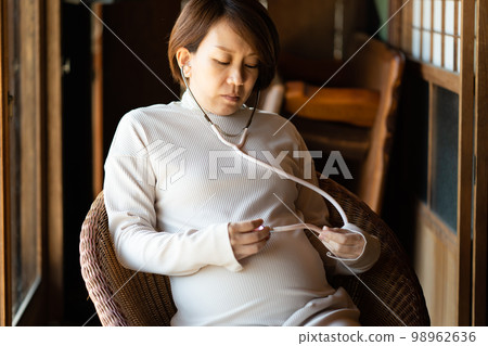 Maternity blue Worried woman depression image Maternity blue Worried woman depression image 98962636