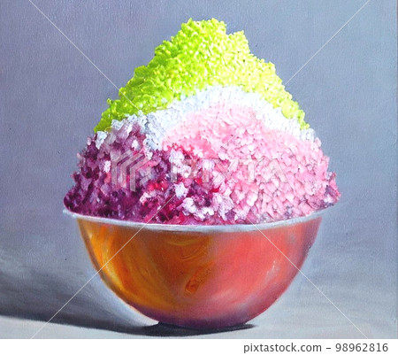 Shaved ice (with strawberry and melon syrup) 98962816