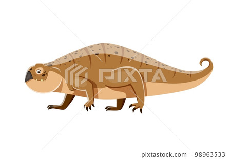 Cartoon Hyperodapedon dinosaur character. Ancient wildlife reptile, Jurassic era animal or extinct beast. Prehistoric dinosaur, paleontology herbivore lizard isolated vector comic personage with beak 98963533