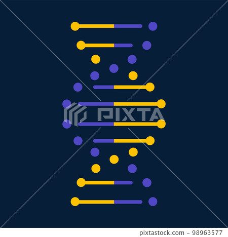 Genetic code, twisted DNA molecule, microbiology scientific research genome. Vector helix structure cartoon design, human gene, spiral or helical model 98963577