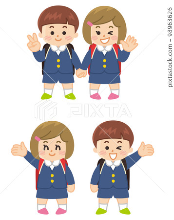 Elementary school students holding hands Elementary school students holding hands to introduce Elementary school students holding hands Elementary school students holding hands to introduce 98963626