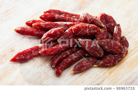 Popular spanish small snack sausages secallones 98963728