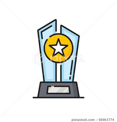 Award trophy golden star and glass statue, champion glory in competition, sport championship reward. Hollywood fame in film, celebrity and leadership prize Award trophy golden star and glass statue, champion glory in competition, sport championship reward. Hollywood fame in film, celebrity and leadership prize 98963774
