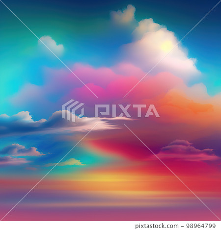 Surreal colorful sky clouds background 98964799