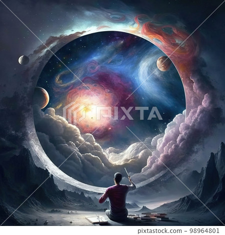 Artist is painting the moment creation universe Artist is painting the moment creation universe 98964801