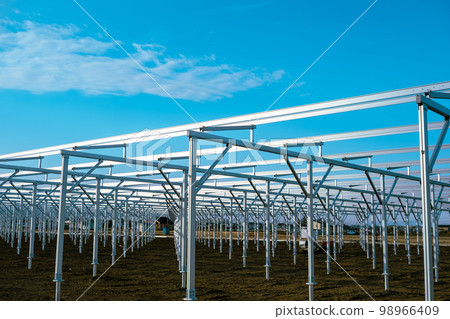 Foundation work for solar power generation converted to agricultural land Columns and beams aligned c-3 Light tone 98966409