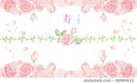 Rose flower watercolor illustration Fashionable Western-style Noshi template Kotobuki 98966618