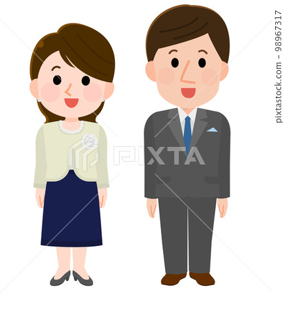 Illustration of a woman and a man in formal clothes 98967317